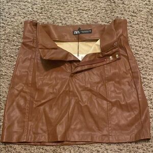 Zara Brown Leather Skirt